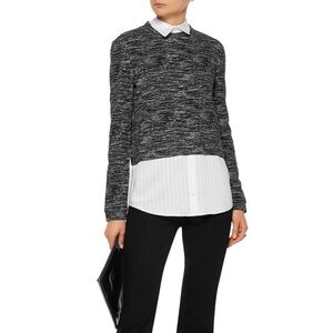 Alice+Olivia-Black and White collared Layered Sweater Top, medium